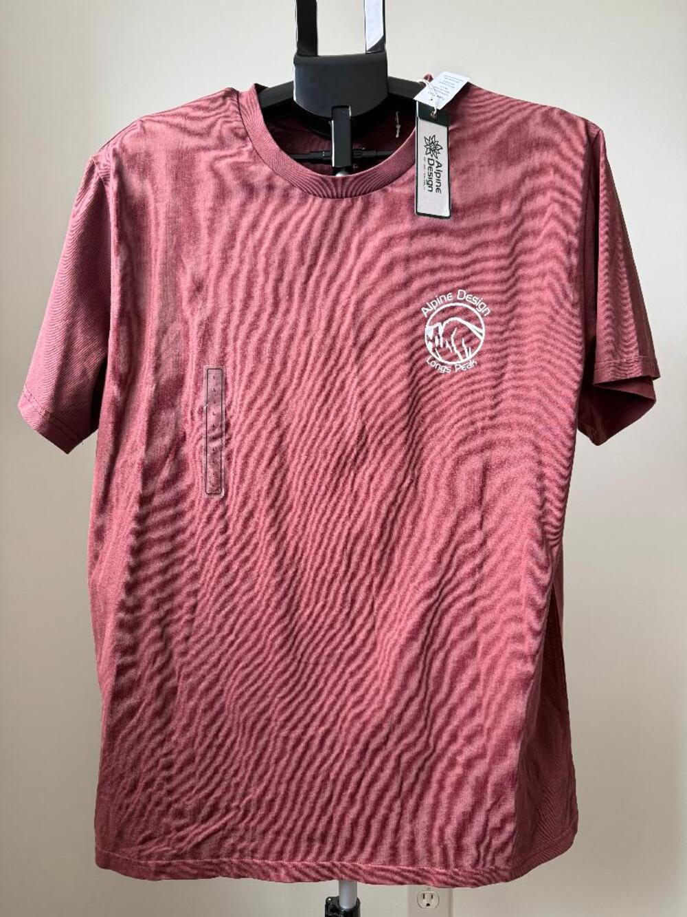 ALPINE DESIGN GRAPHIC TEE SHIRT SHORT SLEEVE MENS LARGE DARK AUBURN RED